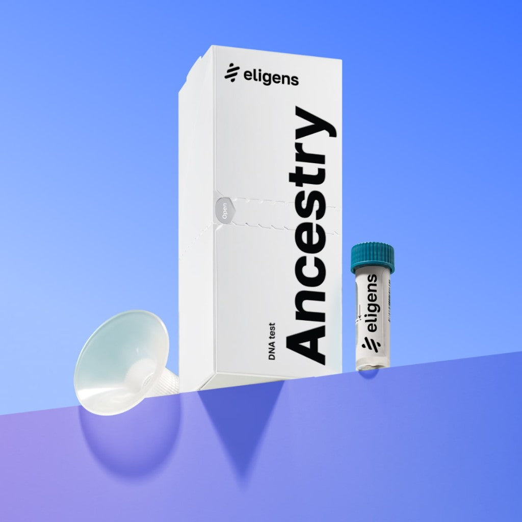 Eligens Ancestry test box and saliva collection kit