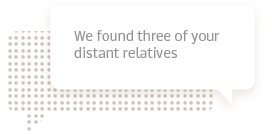Family tracing result showing discovery of 3 distant relatives through genetic testing