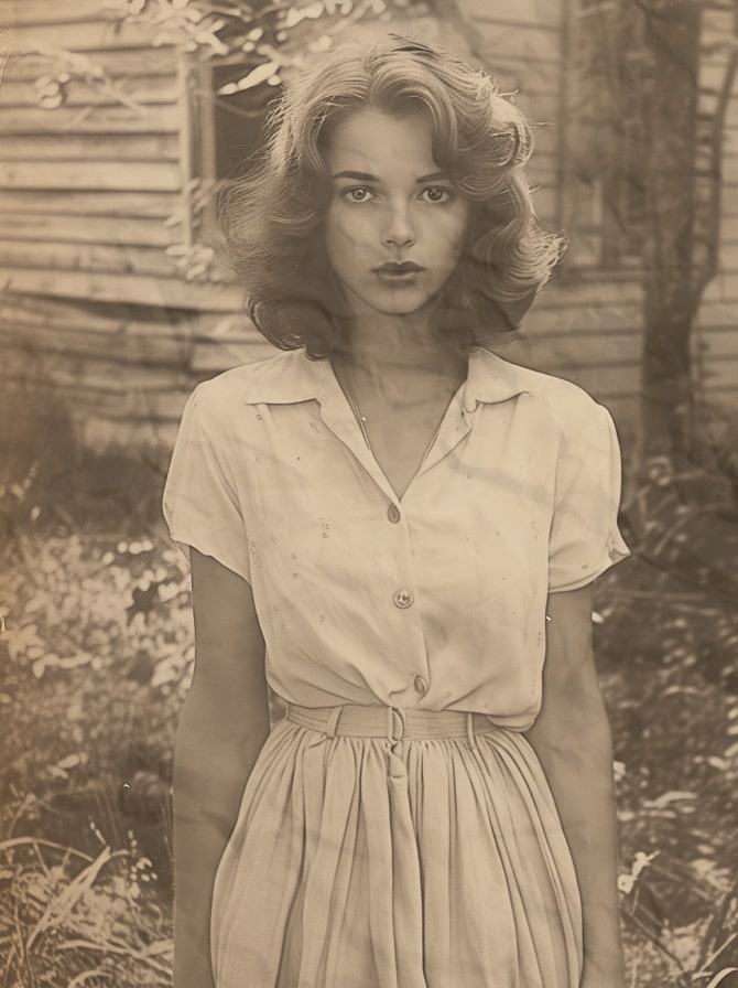 Young woman in a garden, capturing historical family connections